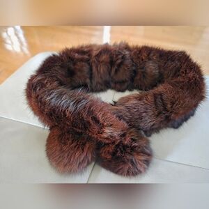 Eleganr Rabbit Fur Scarf in Rich Brown.